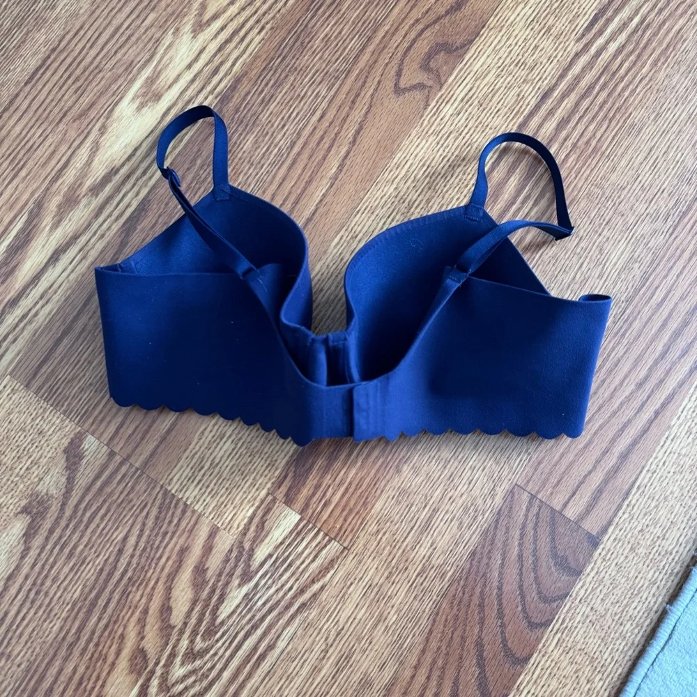 Aerie SMOOTHEZ Demi Lightly Lined Blue Scalloped Bra